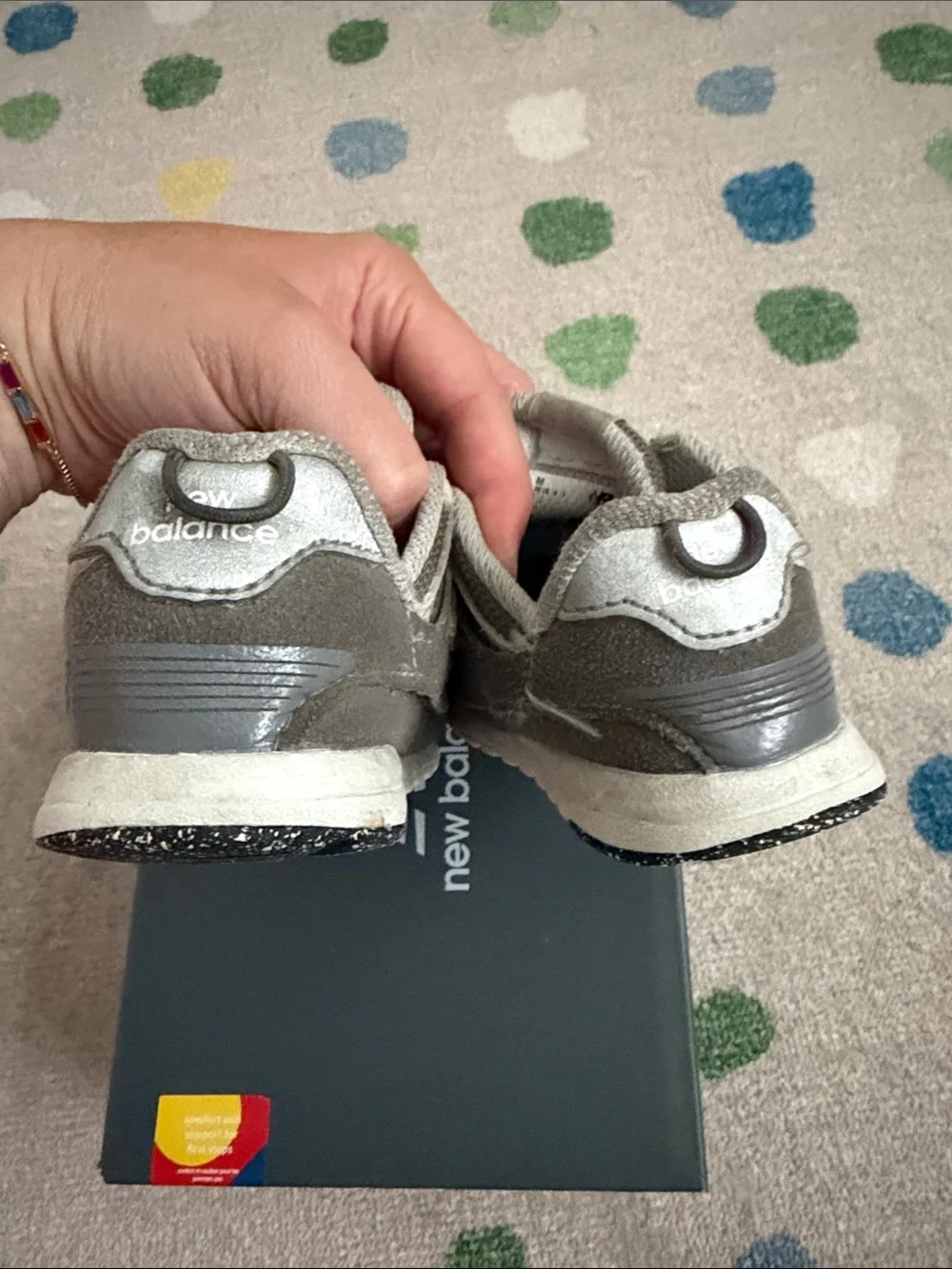 New Balance 574 New-B Hook & Loop Sneaker in Grey, size 7